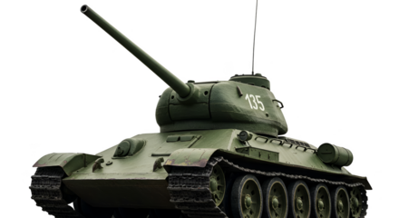 Isolated Photo Military Tank Green Camouflage Detailed Tracks