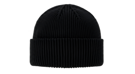 Isolated Photo of a Black Knitted Beanie Winter Hat