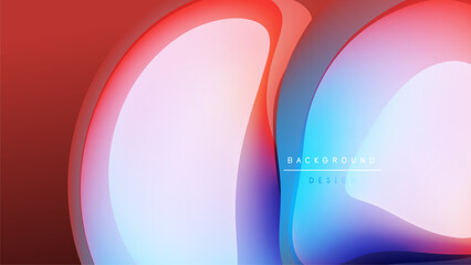 Abstract fluid shapes overlap, creating vibrant color gradients. Red, blue, pink hues blend against dark background. Modern design element.