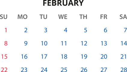 Obraz premium 2026 Calendar template. Monthly calendar January, February, March, April, May, June, July, August, September, October, November, December 2026 Vector illustration for print, web, mobile app