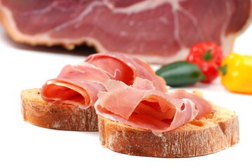 Toast, bread with serrano ham