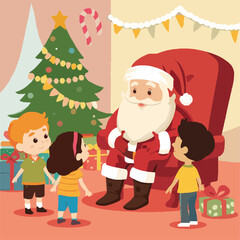 Vector anak anak yang sedang merayakan hari raya natal