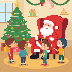 Vector anak anak yang sedang merayakan hari raya natal