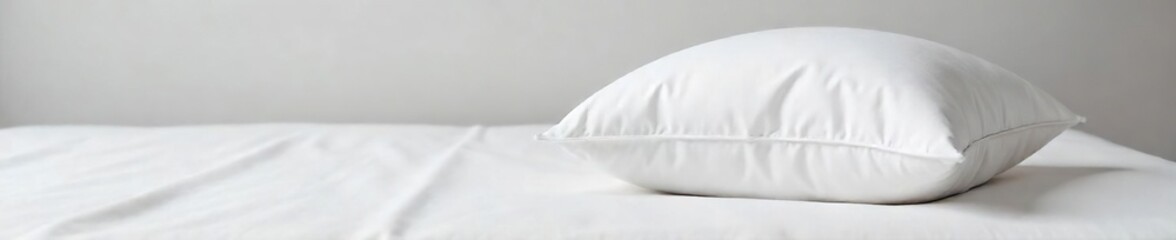 Luxurious White Pillow on Crisp Bed Sheet Peaceful Sleep and Home Decor