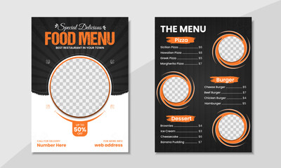 Restaurant food menu template design, fast food flyer, brochure, leaflet, poster template design
