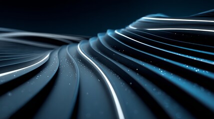 Dynamic abstract flowing lines with glowing particles create a modern, futuristic, and sophisticated digital landscape perfect for technology and science themes.