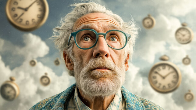 old man with clock time is money concept