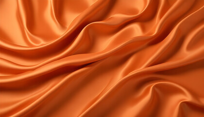 Fototapeta premium Smooth orange satin fabric with folds