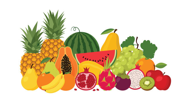 A vibrant collection of tropical fruits and other delicious healthy produce.