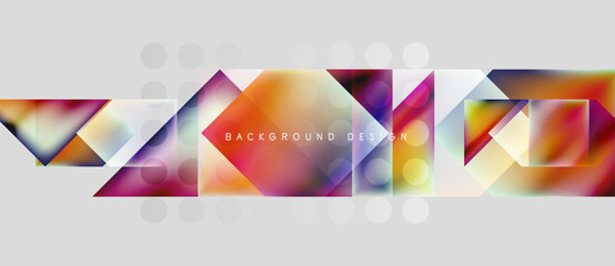 Abstract geometric shapes, vibrant colors, modern design. Gradient overlays create dynamic visual effect. Minimalist composition, clean lines.