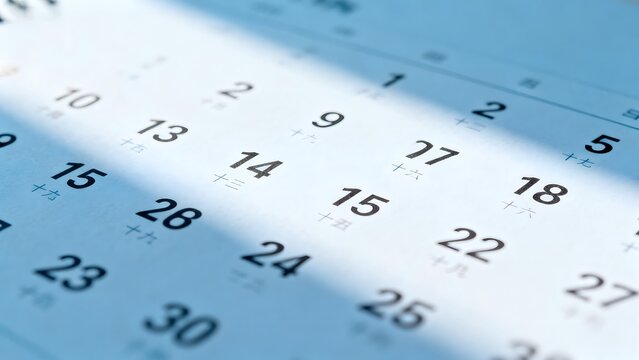 Calendar with date numbers