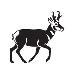 Pronghorn Running Silhouette Vector Stylized Wildlife Logo Walking