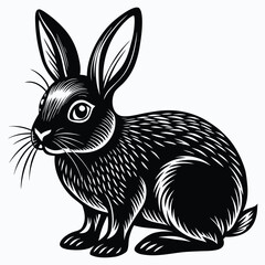 Vintage Black and White Rabbit Illustration,Engraved Bunny Vector Design,Rabbit vector,Rabbit design,Rabbit concept,Rabbit art,Rabbit topics,Rabbit doodle, 