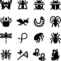 Naklejka premium insects vector set icon, cliparts