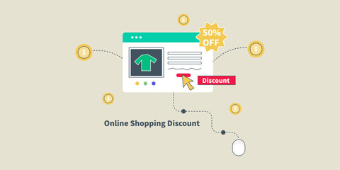 Ecommerce product page highlights discount offers, cursor taps on buy button, enhances online shopping experience and boost sales.