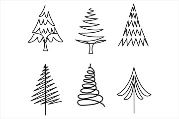 Fototapeta premium Christmas tree continuous one line art drawing of outline vector illustration. Simplicity symbol tree sign isolated on white background 