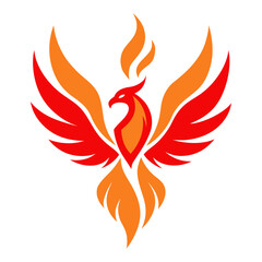  stylized phoenix bird flaming wings logo vector illustration