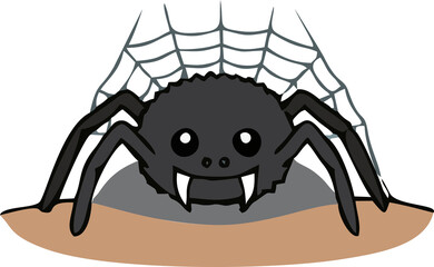 Cute Funnel Web Spider - Endemic Wildlife of Australia | Flat Vector Illustration
