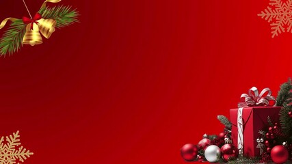 christmas background with red balls and fir branches - Powered by Adobe