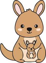 Cute Kangaroo - Endemic Wildlife of Australia | Flat Vector Illustration