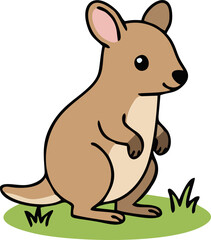 Cute Pademelon - Endemic Wildlife of Australia | Flat Vector Illustration
