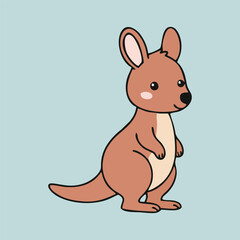 Cute Walabi - Endemic Wildlife of Australia | Flat Vector Illustration