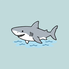 Cute White Shark - Endemic Wildlife of Australia | Flat Vector Illustration