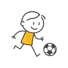 Freedom and Expression in the Game of Football The Excited Stance of the Figure Carrying a Big Smile While Dribbling the Ball.
