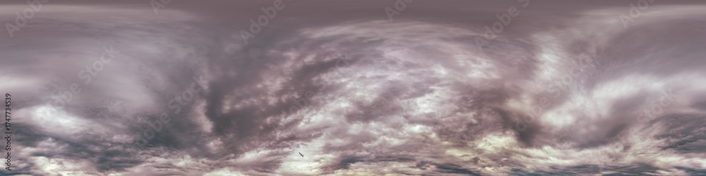Wall mural dark moody rain clouds in dramatic overcast sky. seamless 360 hdr spherical panorama. full zenith or