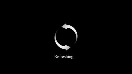 Circle arrow refresh and reload icon animation with loading progress on black background.