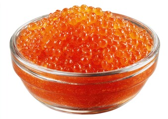 Red caviar in small glass bowl