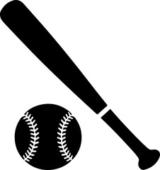 Baseball bat and a ball silhouette vector illustration