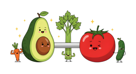 Cute Cartoon Vegetable Friends Holding Hands - Healthy Eating, Kids Nutrition, Vegan Diet, Organic Food Fun