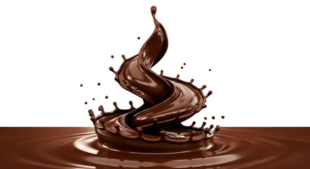 Dynamic Liquid Chocolate Swirl Splash - Rich Dessert Sauce, Confectionery Drizzle, Indulgent Sweet Delicacy