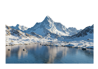 Serene Snow-Capped Mountain Landscape with River
