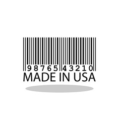 Barcode and sign Made in USA with shadow