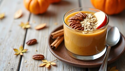 Warm autumn drinks with cozy seasonal styling, featuring spices, fruits, and natural textures on clean backgrounds. Realistic, soft-lit and photogenic. AI-Generated!