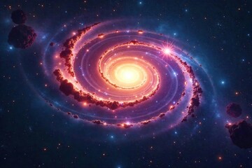 Spiral Galaxy Swirling in Cosmic Tapestry Awe-Inspiring Celestial View