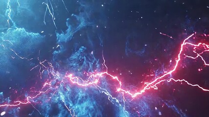 Cosmic lightning bolts illuminating abstract nebula energy field - Powered by Adobe