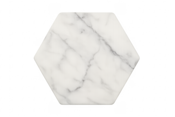 White marble hexagon coaster stone texture isolated