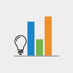 Lightbulb and bar graph symbolizing business growth and ideas.