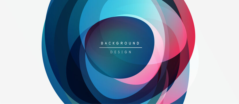 Abstract concentric circles, vibrant colors, modern design. Text reads background design within central shape. Clean, minimalist aesthetic.