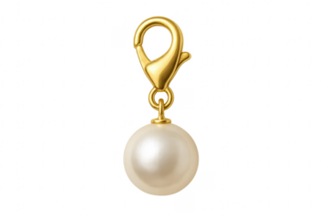 Gold pearl charm pendant with lobster clasp