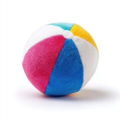 Colorful plush beach ball on white