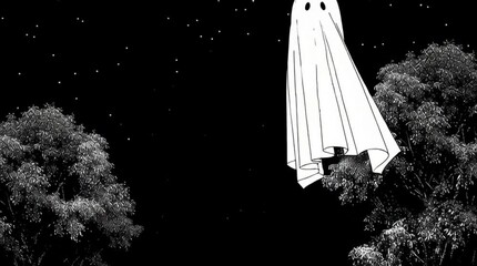 White ghost spirit on Halloween - Powered by Adobe