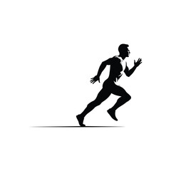 Silhouette of a Man Running runner athlete fitness sport exercise speed motion training workout health male body muscular active