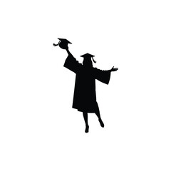 Silhouette of Graduate Celebrating Graduation cap gown celebration education academic achievement success university college degree