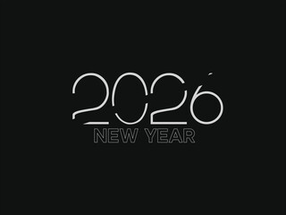 Minimalist 2026 New Year Celebration Card Design on Dark Backdrop Greeting Wishes