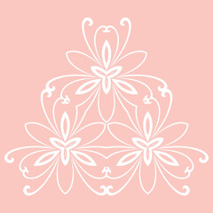 Floral pattern with arabesques. Abstract classic pink and white oriental ornament. Vintage classic pattern