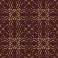 Seamless ornament in arabian style. Geometric abstract brown and golden background. Grill with pattern for wallpapers and backgrounds